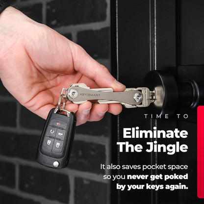 KEYSMART Key Holder for Keychain - Compact Key Organizer for Key Chain, Minimalist Clutter-Free EDC Keychains, Key Ring for Car Fobs Key Chains, Expandable (Up to 14 Keys, Titanium)