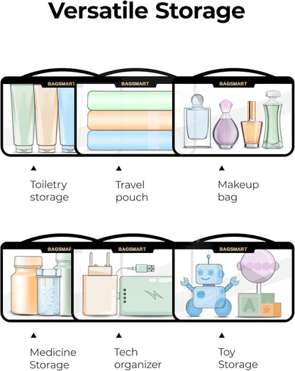 BAGSMART Clear Makeup Bag, TSA Approved Toiletry Bag, Makeup Cosmetic Pouch Bag for Women Quart Size Compliant Bag Organizer for Travel Essentials (Khaki,Pack of 1)