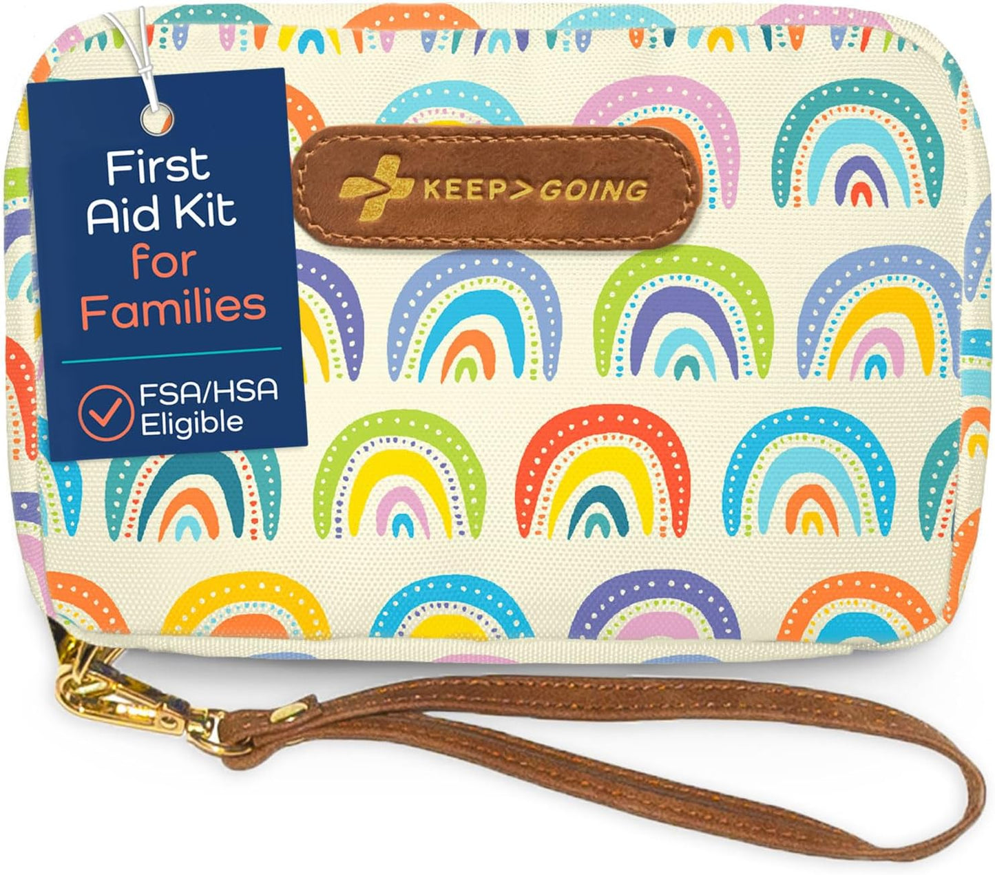 KeepGoing Travel First Aid Kit for Kids – 130 Pc. for Car, Home, Purse, Diaper Bag & Backpack with Latex-Free Bandages - Mini First Aid Kit Travel Size TSA-Approved