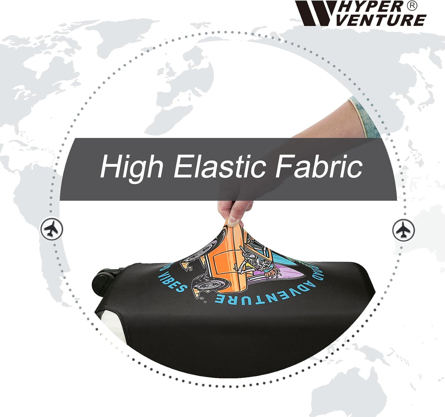 HYPER VENTURE Washable Luggage Cover - Fashion Suitcase Protector Fits 31-32 Inch Luggage (Road Adventure, XL)