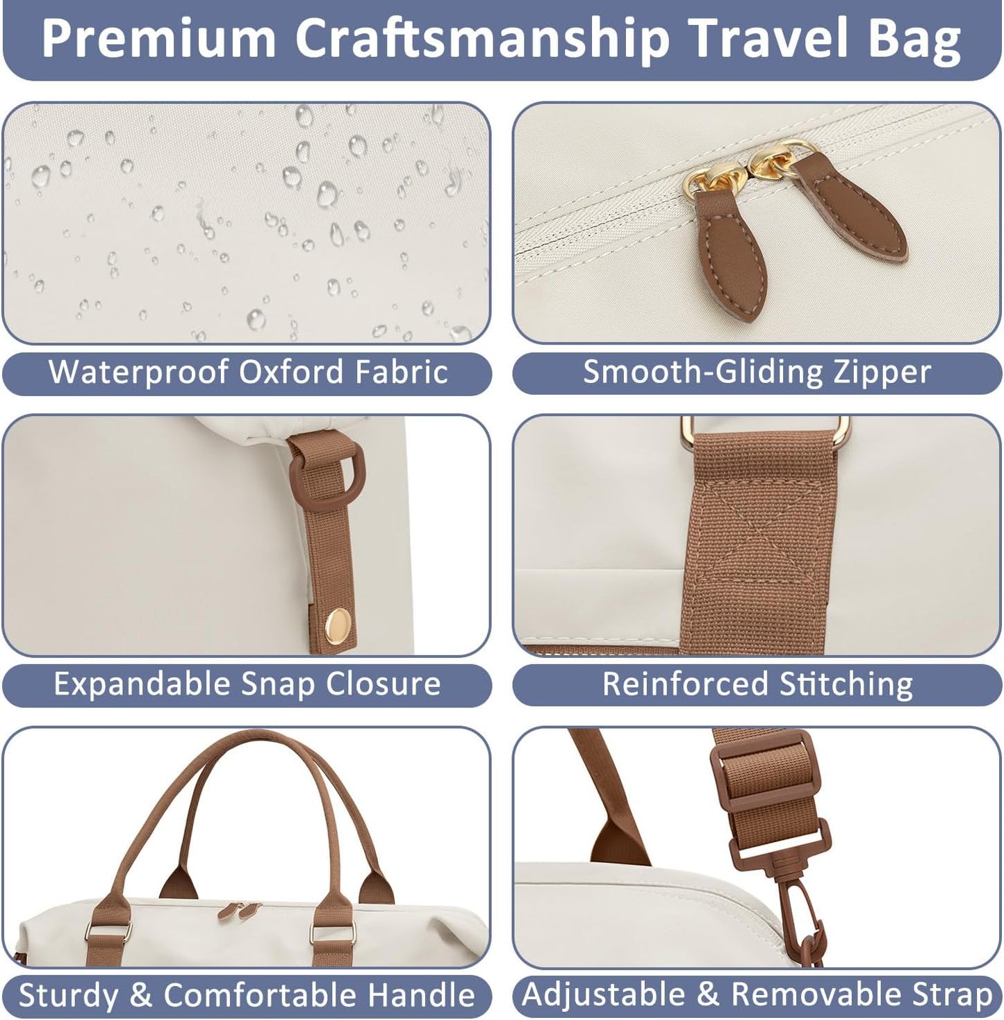 Travel Duffle Bag for Women, Weekender Bags, Hospital Bag for Labor Delivery, Lightweight Tote Duffel Overnight Bag with Luggage Sleeve, Airplane Travel Bags with Toiletry Bag,X-Large,Beige