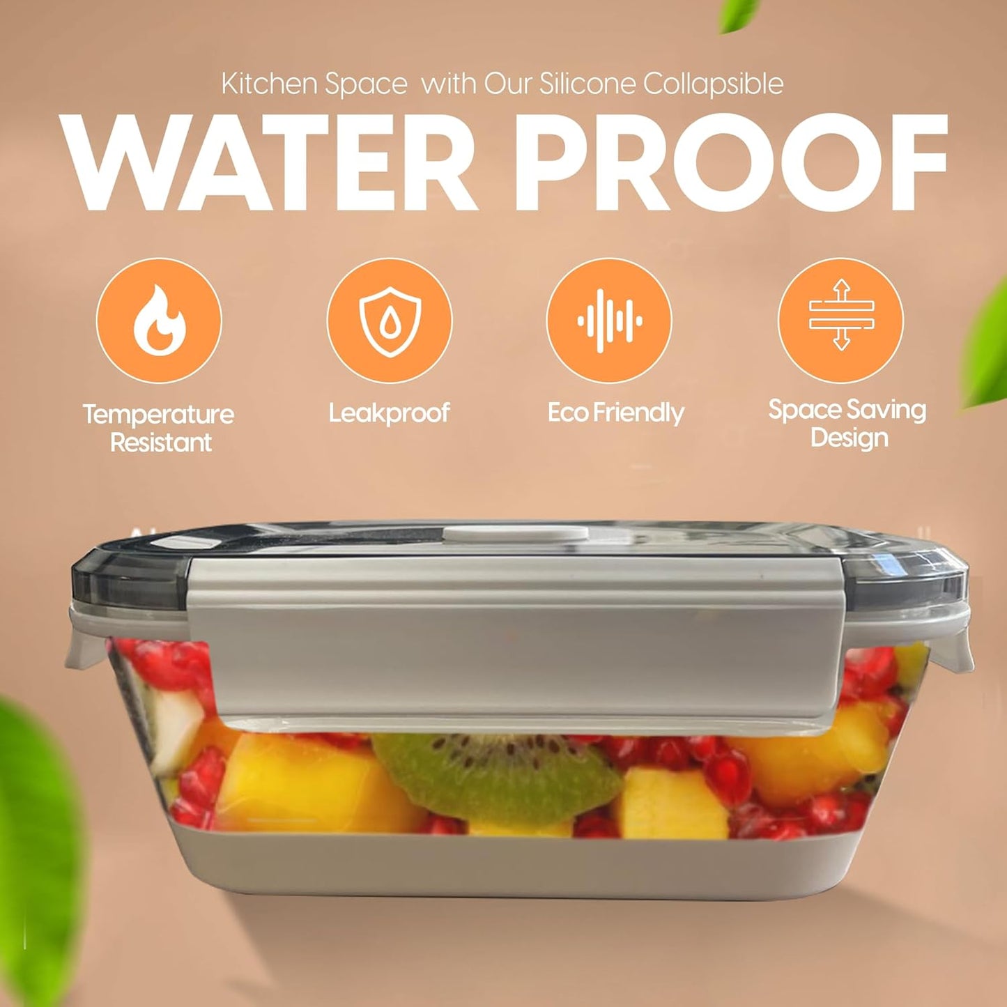 A MILLI Collapsible Lunch Box- Foldable Silicone Food Containers, Tupper ware boxes, Folding, Microwave Safe, Freezer Safe, Dishwasher Safe -Set Of 2