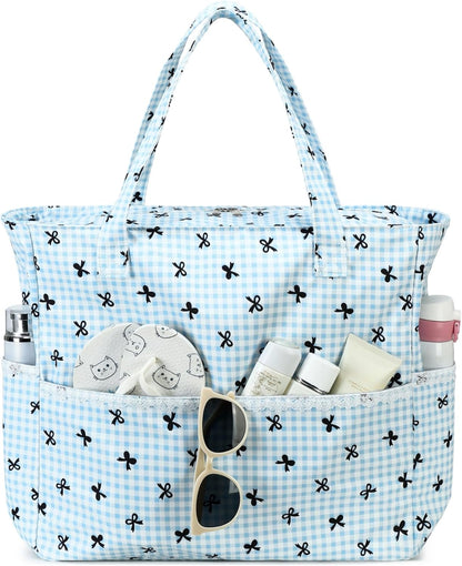 LEDAOU Large Beach Tote Bag Women Waterproof Sandproof Zipper Beach Tote Bag for Pool Gym Grocery Travel with Wet Pocket