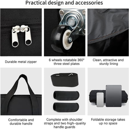 Expandable Foldable Luggage, 42'' Suitcase With Spinner Wheels, Rolling Duffle Bag with Wheels and Handle, Collapsible Luggage With 2 Handle Wrap and 2Fixing Straps1Shoulder Strap (Jet Black)