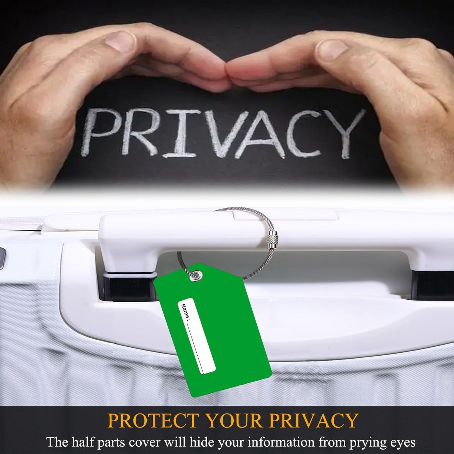 6 Pack Silicone Luggage Tag for Suitcases with Stainless Loop, Privacy Protection Travel Bag Tags Perfect to Quickly Spot Baggage Handbag (Forest Green)