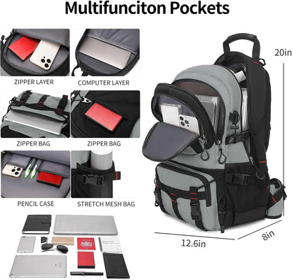 Nerlion 40L Hiking Backpack Travel Backpack for Men Women Camping Waterproof Outdoor Hiking Daypack Lightweight Backpack (Light Gray)