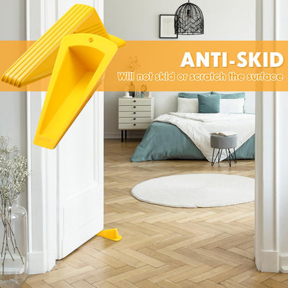 Frienda 6 Pcs Jumbo Door Stoppers Heavy Duty Door Stopper Tall up to 2inch Tall Wedge TPR Large Wedge Stackable Big Rubber Doorstop for Hotel Carpet Hardwood Concrete and Tile (Yellow)
