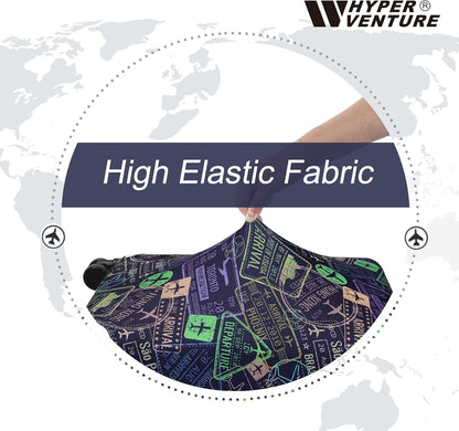 HYPER VENTURE Washable Luggage Cover - Fashion Suitcase Protector Fits 18-22 Inch Luggage (Urban Passport, S)