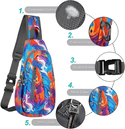 TITECOUGO Small Sling Bag, Lightweight Crossbody Backpack for Men Women, Shoulder Bag for Sports and Outdoor