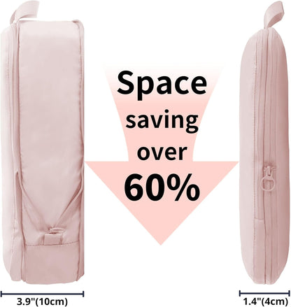 tianzong Compression Packing Cubes for Suitcases, Luggage Organizer Bags Set for Travel (Pink, 2 Pack Medium)