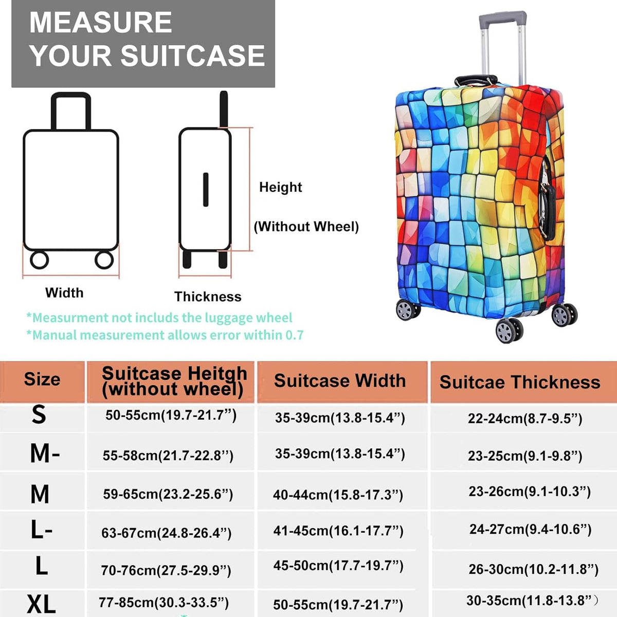 MosaiRudo Travel Luggage Covers For Suitcase Tsa Approved,Suitcase Cover Protector Fit 18-32 Inch Luggage Travel Accessories (T2452, XL)