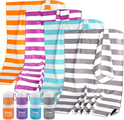Sfee 2 in 1 Microfiber Beach Towel, Quick Dry Towel Camping Towel Travel Towel Super Absorbent Compact Lightweight Sports Gym Towels Set for Beach, Gym, Hiking, Pool, Backpacking, Bath, Yoga