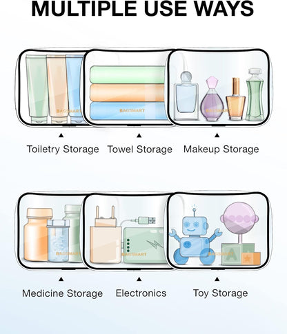 BAGSMART Clear Toiletry Bag, 2 Packs TSA Approved Water resistant Quart Size Travel Organizer, Airport Airline Travel Essential Carry On Makeup Cosmetic Bags for Women, Black