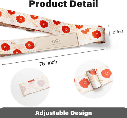 Luggage Straps for Suitcases, Adjustable Luggage Elastic Belt, Travel Essentials for Airport,Station, Vibrant Designs, Scarlet Blossom