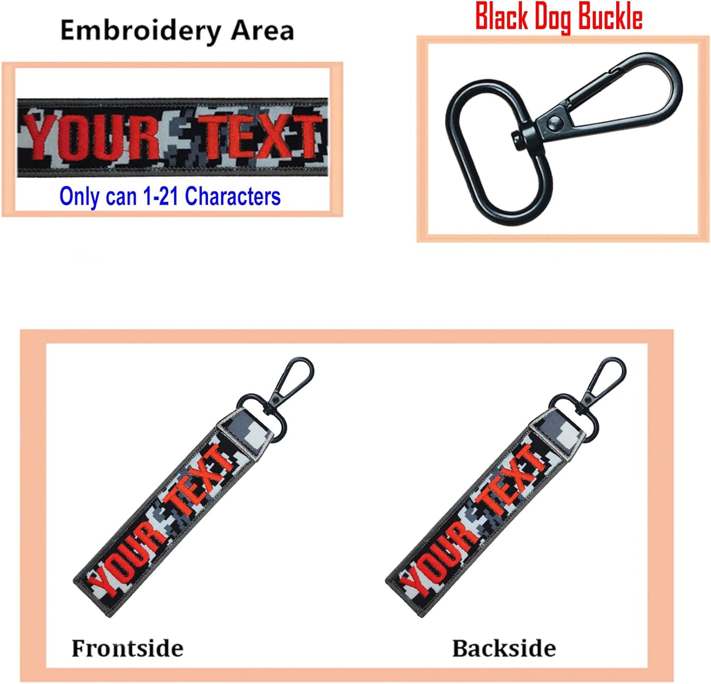 Custom Luggage Tags, Custom Personalized Luggage tag Name, Embroidery Key Ring Accessories for Car, Luggage, Crate,Gear