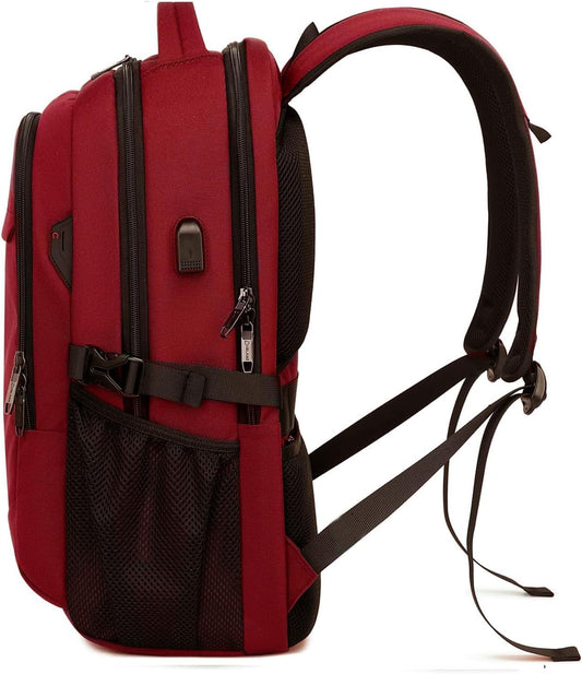 DUSLANG 17 Inch Laptop Backpack for Travel Water Resistant College Backpack for Women Laptop Bag with USB Charging Port and Clear Toiletry Bag, Red A