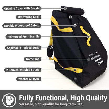 Car Seat Travel Bag Backpack for Air Travel - Karfast Universal Infant Carseat Gate Check Bag Cover for Airplane, Foldable with Pouch, Yellow