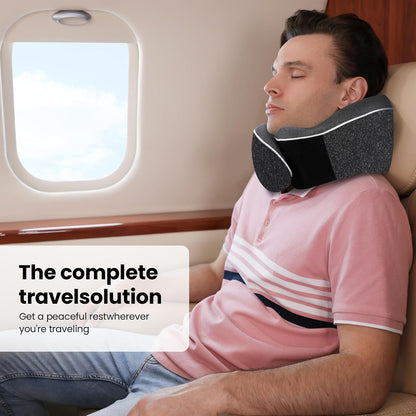 Travel Pillow, Best Memory Foam Neck Pillow Head Support Soft Pillow for Sleeping Rest, Airplane Car & Home Use (1Black)