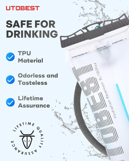 Hydration Bladder,TPU Water Bladder,Water Bladder for Hiking Backpack,BPA Free,Wide Opening,Leak-Proof,Water Reservoir for Hiking Cycling Camping Running