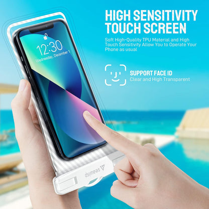 Waterproof Phone Pouch [Floating Airbag Design] Universal IPX8 Cellphone Case Dry Bag with Lanyard for iPhone 16 15 14 13 Pro Max Galaxy S24 S23 Phones Up to 6.9'' for Beach Vacation, White