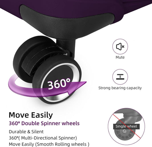 LEAVES KING LARVENDER Luggage Sets 5 Piece, Expandable(Only 24"&28") PP Suitcase with Spinner Wheels, Durable Luggage Sets Clearance Carry On Luggage Suitcase Set For Women Men, Purple