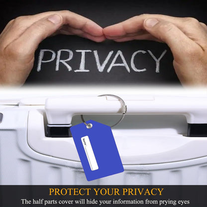 6 Pack Silicone Luggage Tag for Suitcases with Stainless Loop, Privacy Protection Travel Bag Tags Perfect to Quickly Spot Baggage Handbag (Dark Blue)