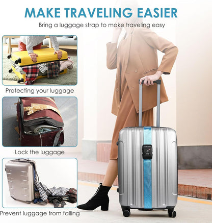 Travel Inspira Luggage Straps for Suitcases with TSA Lock, Protect Your Luggage Anti-Burst, High Visibility Color, Easy to Identify Luggage Adjustable Heavy Duty Belt for 20-32 Inch Suitcases