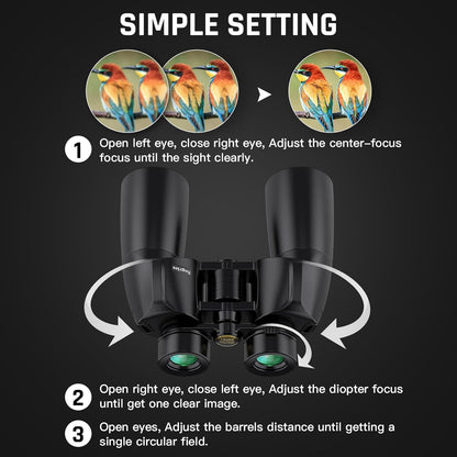 10x50 Binoculars for Adults - HD High Powered Binoculars for Bird Watching, IPX7 Waterproof Fogproof,Fully Multi-Coated BAK4 Prism Optics for Hunting,Travel