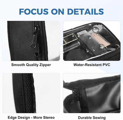 Moyad TSA Approved Clear Toiletry Bag, 2 Pack Quart Size 3-1-1 Liquids Pouch for Travel, Transparent Makeup & Cosmetic Organizer for Women Men, Black