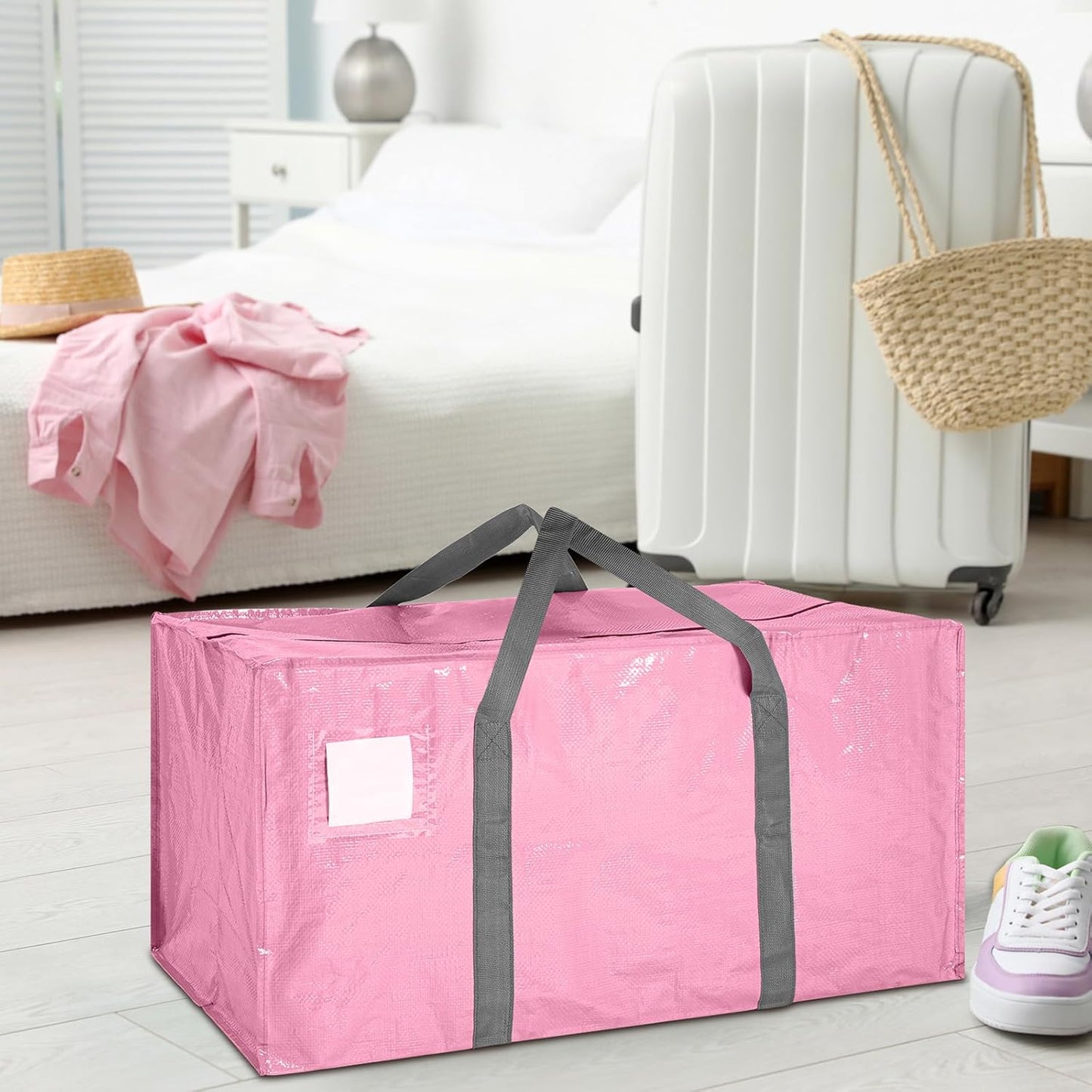 8 Pack Extra Large Moving Bags Heavy Duty Packing Bags with Extra Long Handles and Zippers Storage Totes for College Students Room Dorm Essentials Packing Supplies (Mixed Colors)