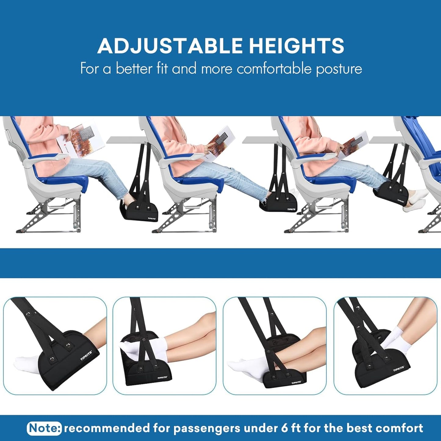 Airplane Footrest Made with Premium Memory Foam, Portable Foot Hammock with Comfortable No Clashing Base, Airplane Travel Accessories to Reduce Swelling and Soreness, Gifts for Travelers