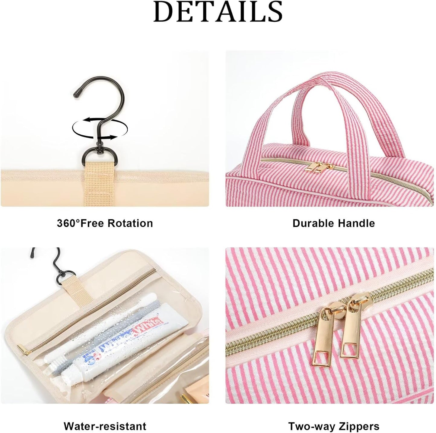 YOOLIFE Travel Toiletry Bag Makeup Bag - Hanging Toiletry Bag for Women, Portable Toiletries Travel Bag and Cosmetic Bag, Airplane Travel Essentials Travel Toiletry Bag - Letter J, Purple