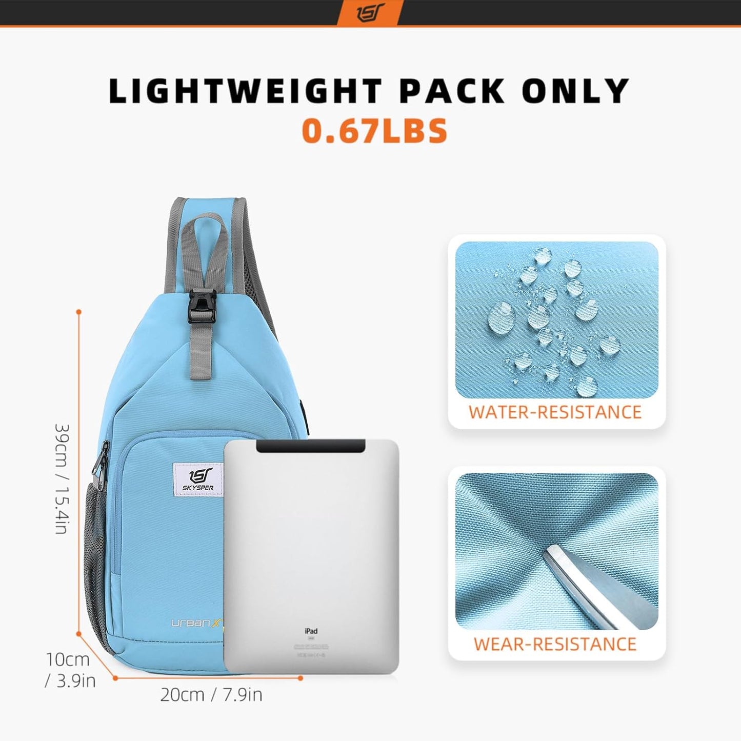 SKYSPER Sling Bag RFID Crossbody Sling Backpack Cross Body Shoulder Bag Travel Hiking Daypack for Women Men