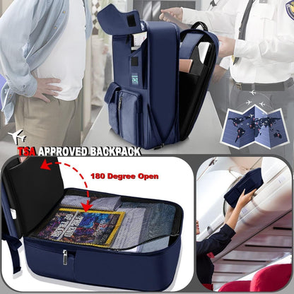 ZINZ Laptop Backpack 15 15.6 16 Inch, Expandable Computer Rucksack with Multi-Pockets Anti-Theft Travel Daypack for Men and Women,Blue