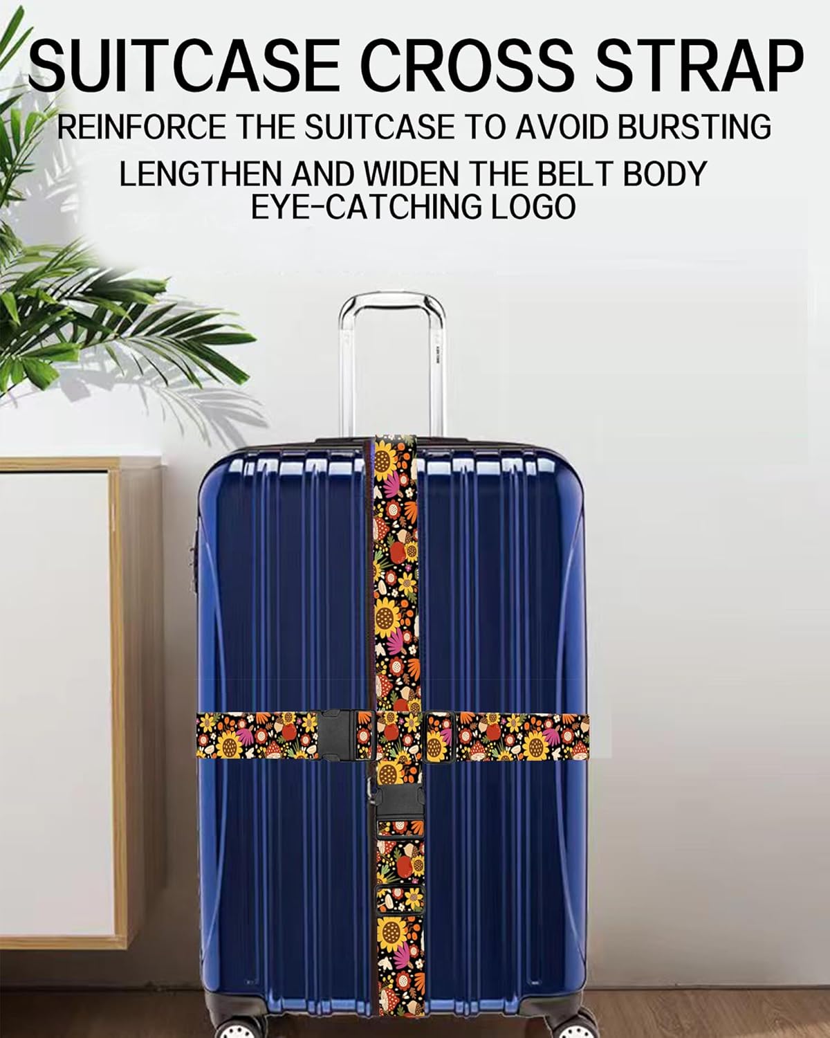 Luggage Straps for Suitcases, Adjustable Travel Belt, Durable Wide Luggage Strap, Cute Suitcase Strap Identifiers with Buckle, Bag Straps for Luggage, Luxury Brown Plaid