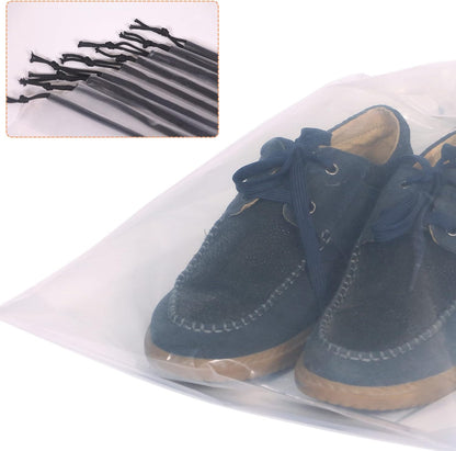 Set of 12 Transparent Shoe Bags for Travel Large Clear Shoes Storage Organizers Pouch with Rope for Men and Women