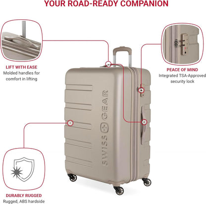 SwissGear 7366 Hardside Expandable Luggage with Spinner Wheels, Sand, Checked-Large 27-Inch