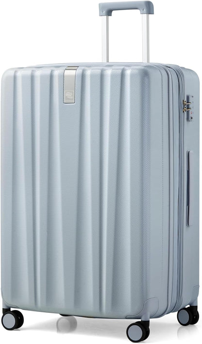 Hanke 29 Inch Expandable Checked Luggage Lightweight PC Hard Shell Luggage Suitcases with Wheels Travel Luggage Rolling Large Suitcase Travel Luggage Bag for Study Abroad.(Gray)