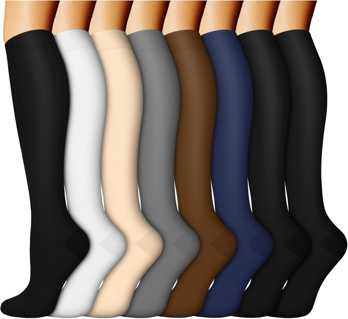 ACTINPUT 8 Pairs Compression Socks for Women & Men,Support Compression Stockings for Medical Running Athletic