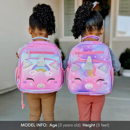 mibasies Toddler Backpack for Girls 2-4: Cute Kids Backpacks for Girls - Preschool Kindergarten Backpack - Unicorn Bangs