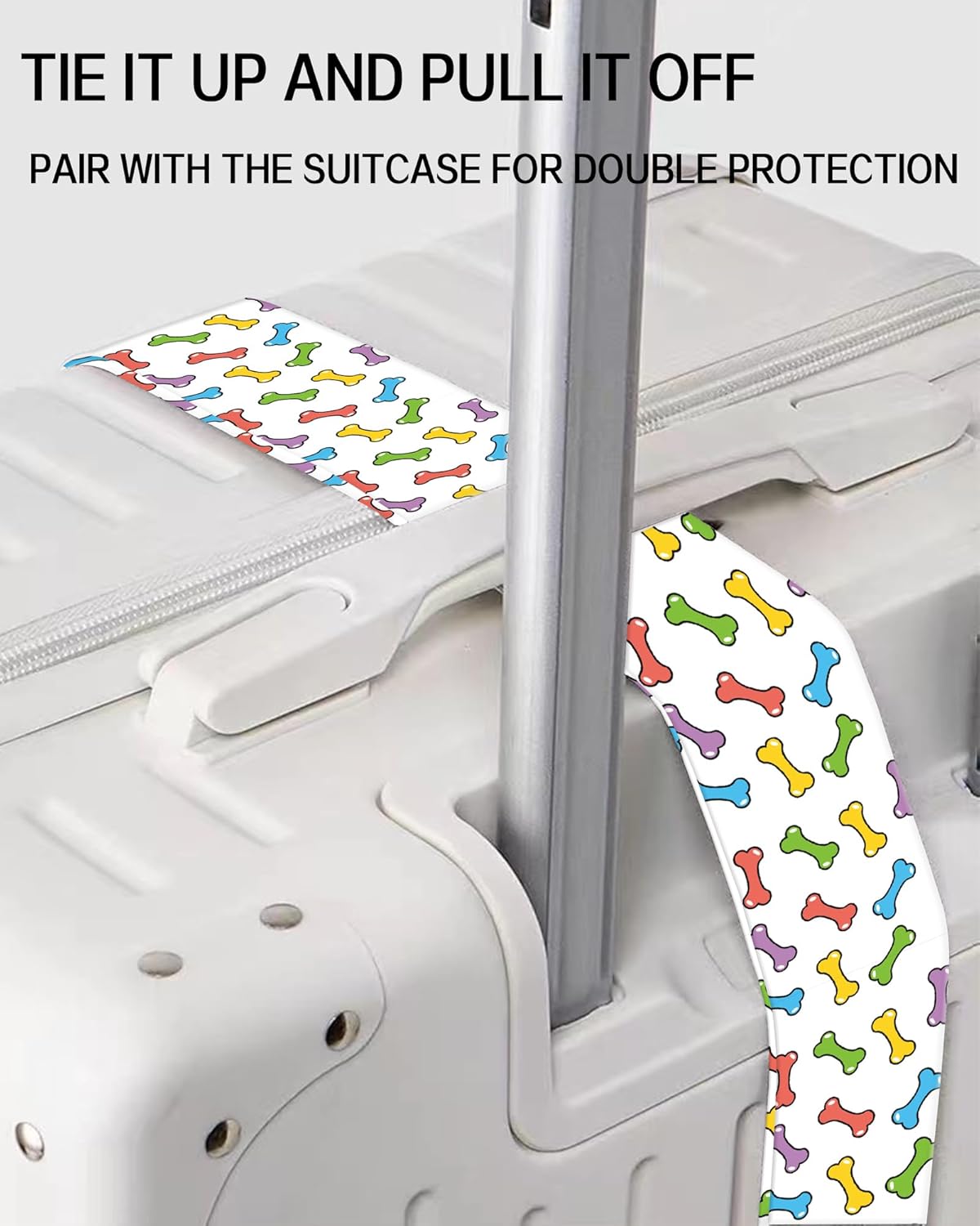 Luggage Straps for Suitcases, Adjustable Travel Belt, Durable Wide Luggage Strap, Cute Suitcase Strap Identifiers with Buckle, Bag Straps for Luggage, Cute Colorful Bones