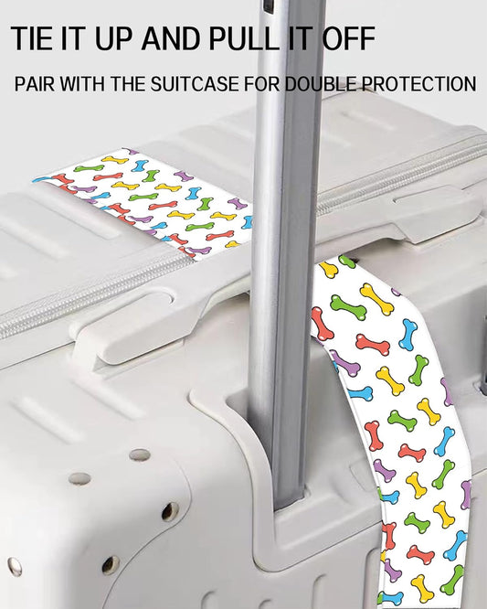 Luggage Straps for Suitcases, Adjustable Travel Belt, Durable Wide Luggage Strap, Cute Suitcase Strap Identifiers with Buckle, Bag Straps for Luggage, Cute Colorful Bones