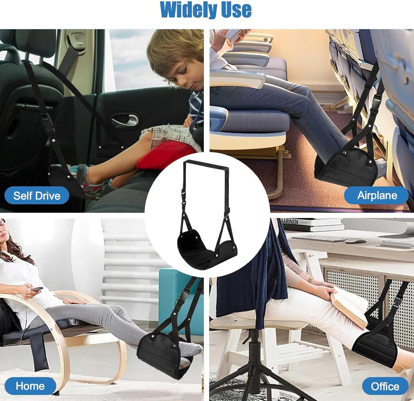 2 Pack Foot Hammock for Plane Travel, Portable Airplane Foot Rest Leg Hammock for Airplane Travel, Adjustable Plane Footrest Foot Sling for Long Flight