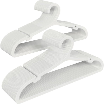 50 Pack Clothes Hangers, Non Slip Plastic Coat Hangers, Space Saving Hangers, Heavy Duty, Hanging Dry Wet Clothes, 16.4" x 8.3", White, UAPY0550W