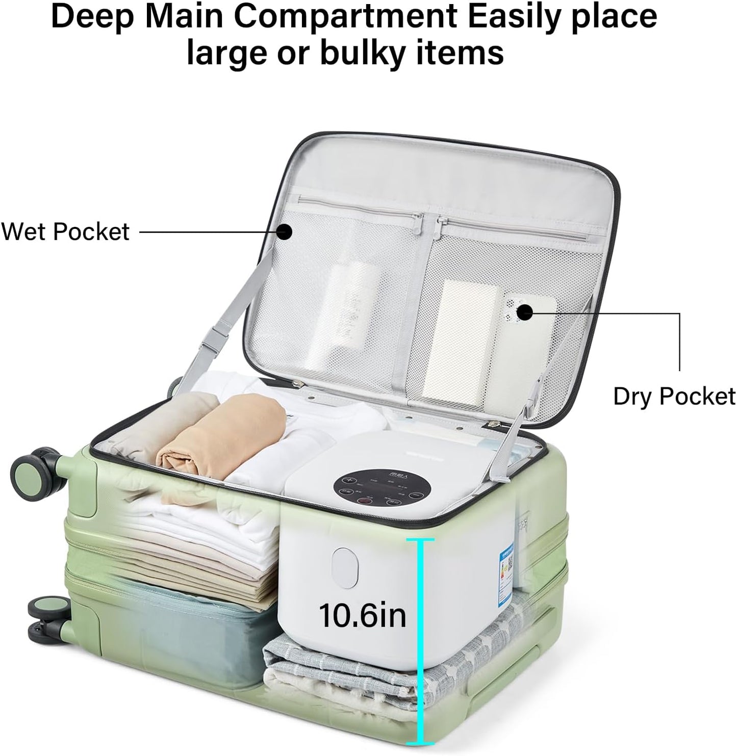 Hanke Hardside Expandable Carry On Luggage, 20 Inch Top Opening Trunk Luggages with Spinner Wheels, All-PC Hard Shell Carry-On Suitcase, Lightweight & TSA Airline Approved (Bamboo Green, 46L)