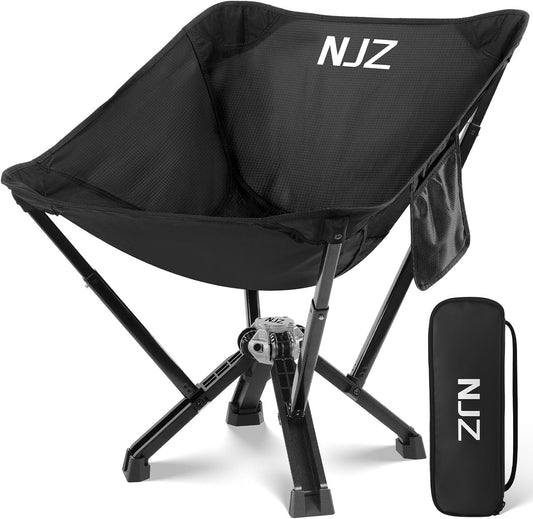 Compact Camping Chair, Portable Comfortable Camping Chair for Adults - 600 LBS Capacity Sturdy Camping Folding Chair with Quick Setup & Carry Bag Compact Camp Chair (Black)