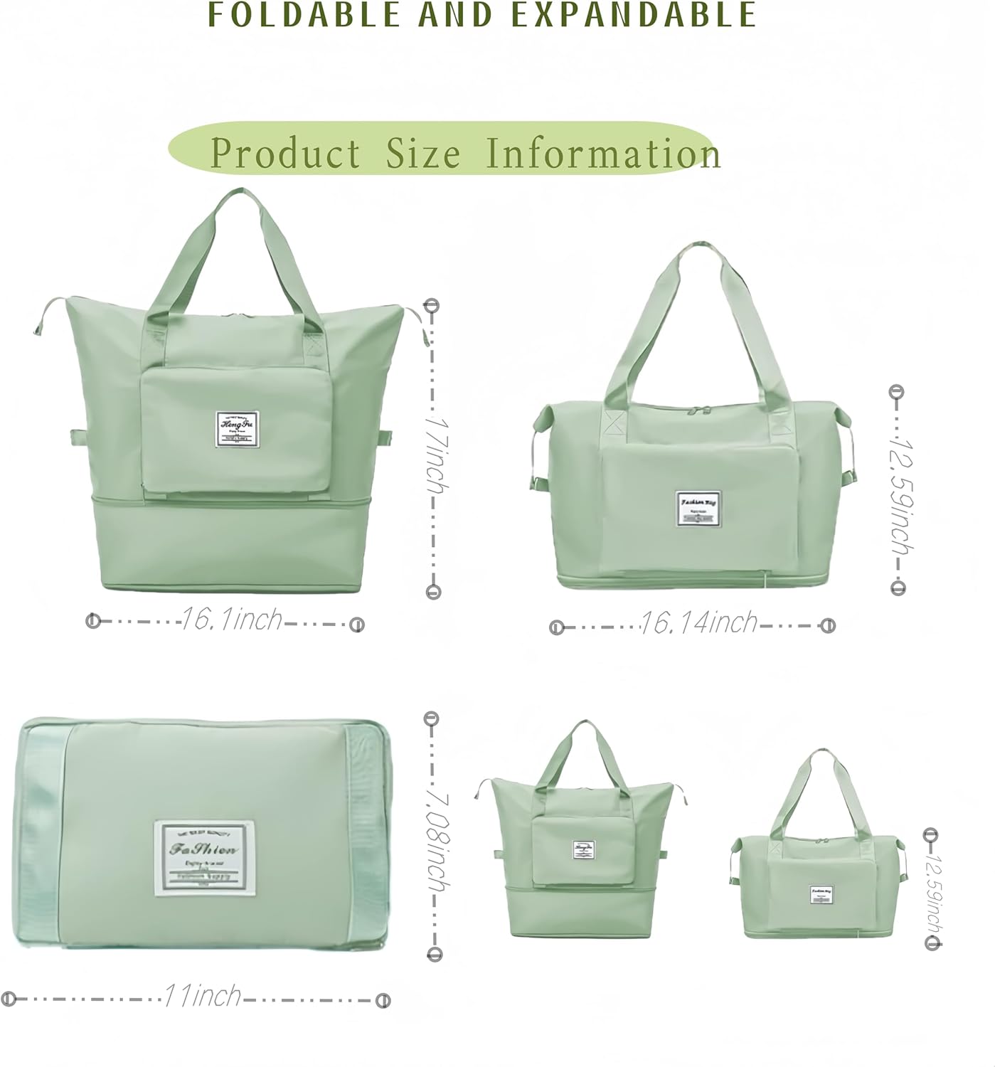 Large Capacity Foldable Travel Bag, Expandable lightweight Carry on Bag, Dry with Wet Separation Spor Duffel Bags