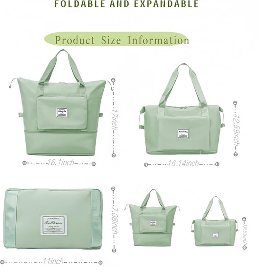 Large Capacity Foldable Travel Bag, Expandable lightweight Carry on Bag, Dry with Wet Separation Spor Duffel Bags