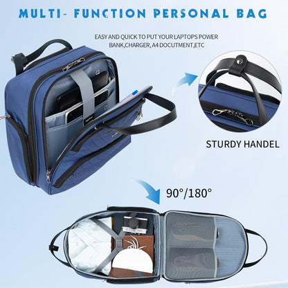 KROSER Carry On Underseat Multi-functional, 16-inch Underseater Lightweight Overnight Suitcase for Women, Haze Blue