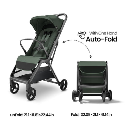 MAMA & BABY Packa Compact Travel Stroller – Lightweight, One-Hand Auto Folding, Portable & Lie-Flat Baby Stroller, Newborns and Toddlers Stroller with UPF 50+ Canopy & Mesh Ventilation